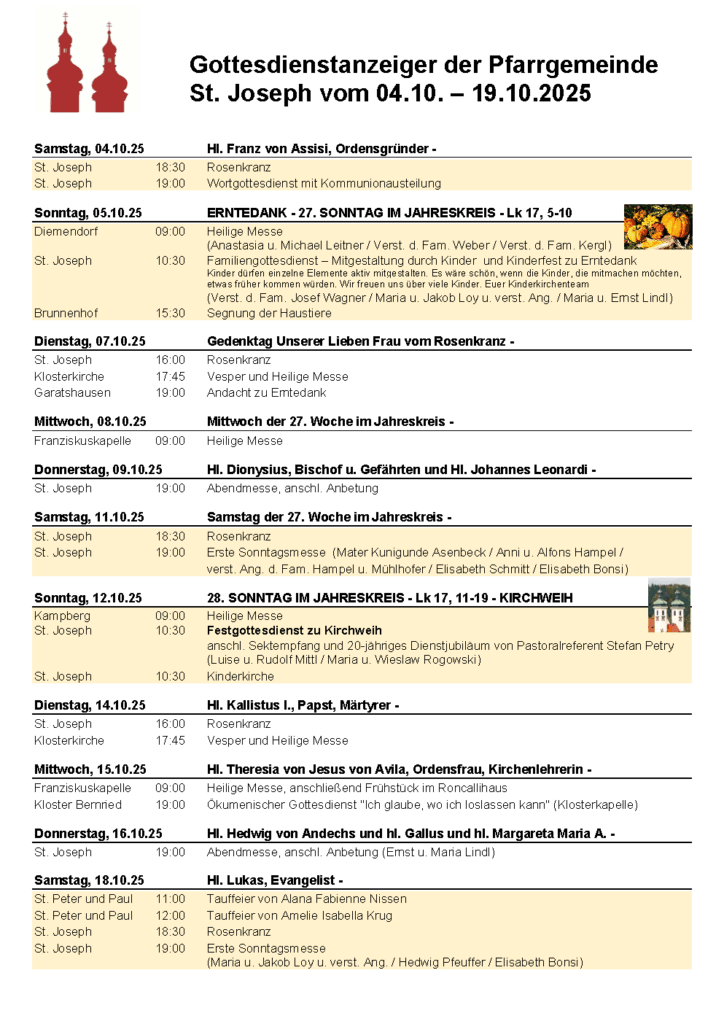 04.10. 19.10.2025 Gottesdienstanzeiger Seite 1 - Veranstaltungen