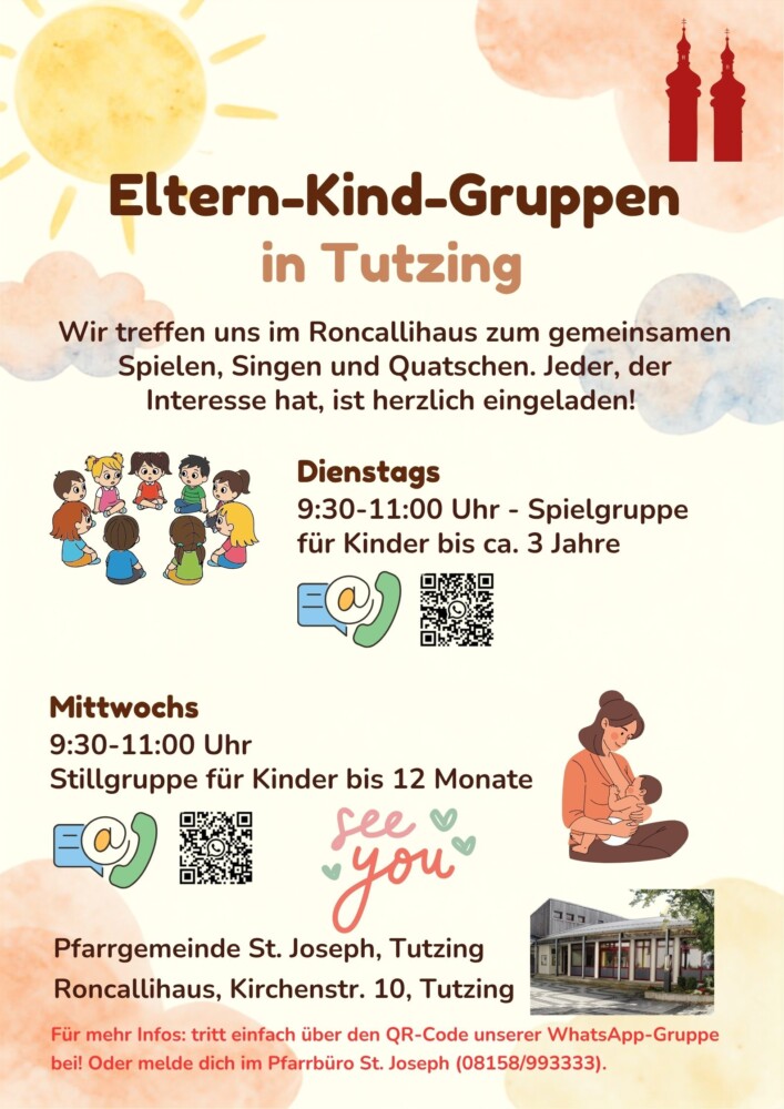 Eltern-Kind-Gruppe 1 2026 Werbung Eltern Kind Gruppe1 - Unsere Eltern-Kind-Gruppen bieten die Möglichkeit, junge Eltern in ihrem erlebnisreichen und verantwortungsvollen Lebensabschnitt mit kleinen Kindern zu begleiten. Hier könnt ihr andere Eltern kennenlernen und euch austauschen aber auch aktuelle Herausforderungen besprechen. Wir schauen gemeinsam auf Themen wir kindgerechte Ernährung, Trocken werden, Kitastart, Urlaub mit Kind, Krankheiten und ähnliches. Während dieser Zeit können die Kleinen erste Kontakte mit anderen Kindern knüpfen und machen erste Gruppenerfahrungen.
